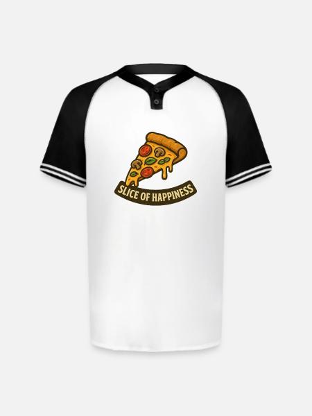 Slice of Happiness Pizza Slice - Augusta Sportswear Men's Cutter Henley Jersey - white/black
