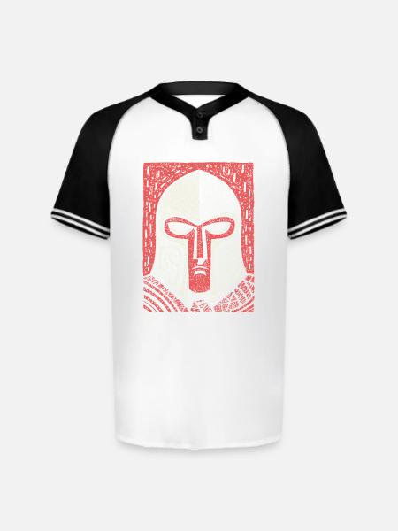 Spartan Helmet Halftone Icon - Augusta Sportswear Men's Cutter Henley Jersey - white/black