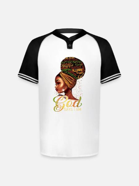 God Says I Am Afro Queen - Augusta Sportswear Men's Cutter Henley Jersey - white/black