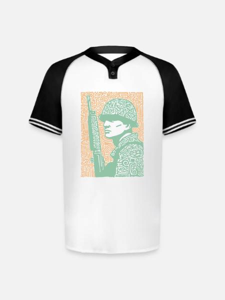 Mosaic Soldier Rifle Art - Augusta Sportswear Men's Cutter Henley Jersey - white/black