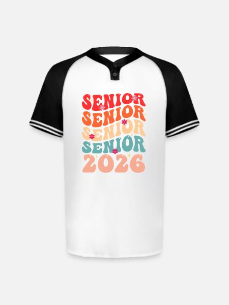 Senior Class 2026 Floral Rainbow - Augusta Sportswear Men's Cutter Henley Jersey - white/black