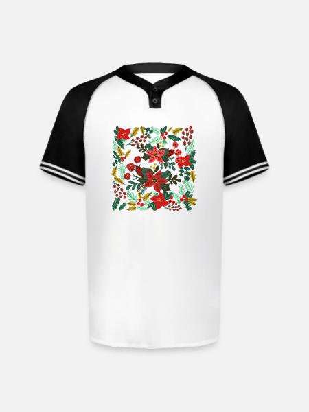 Boho Floral Christmas - Augusta Sportswear Men's Cutter Henley Jersey - white/black