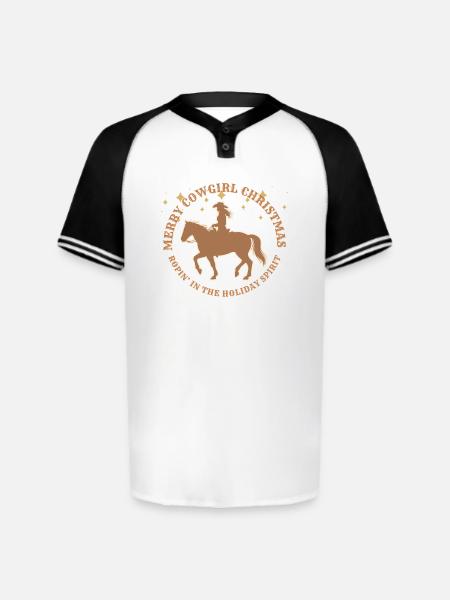 Cowgirl Christmas - Augusta Sportswear Men's Cutter Henley Jersey - white/black