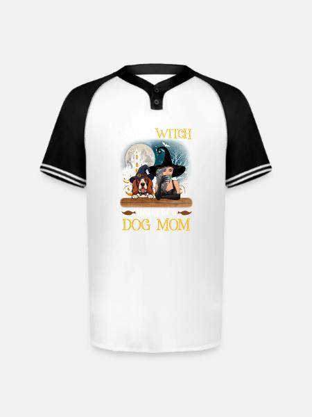Witch Dog Mom Heart - Augusta Sportswear Men's Cutter Henley Jersey - white/black