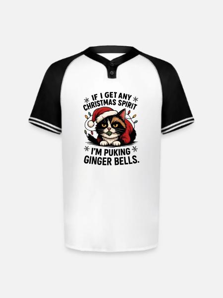 Grumpy Cat in Santa Hat - Augusta Sportswear Men's Cutter Henley Jersey - white/black