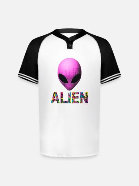 Neon Alien Word Mosaic - Augusta Sportswear Men's Cutter Henley Jersey - white/black