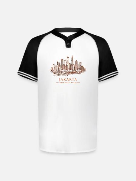 Jakarta Pulse City Skyline - Augusta Sportswear Men's Cutter Henley Jersey - white/black