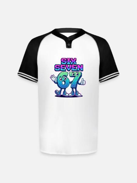 Six Seven 6 7 - Augusta Sportswear Men's Cutter Henley Jersey - white/black