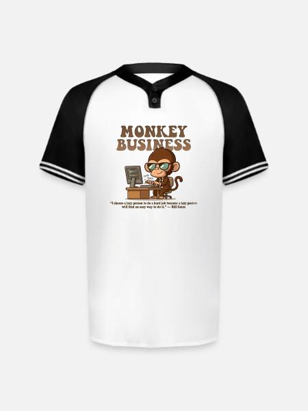 Monkey Business Aesthetic with Quote - Augusta Sportswear Men's Cutter Henley Jersey - white/black