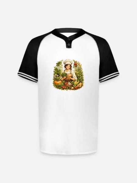 Autumn Harvest Kitchen Charm - Augusta Sportswear Men's Cutter Henley Jersey - white/black