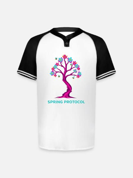 Spring Protocol Floral Tree - Augusta Sportswear Men's Cutter Henley Jersey - white/black