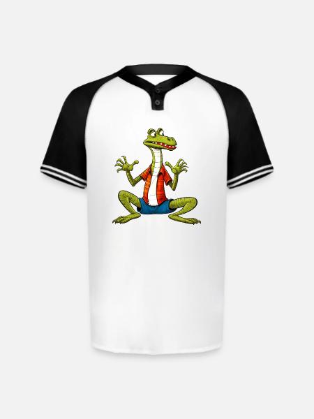Yogi Lizard - Augusta Sportswear Men's Cutter Henley Jersey - white/black