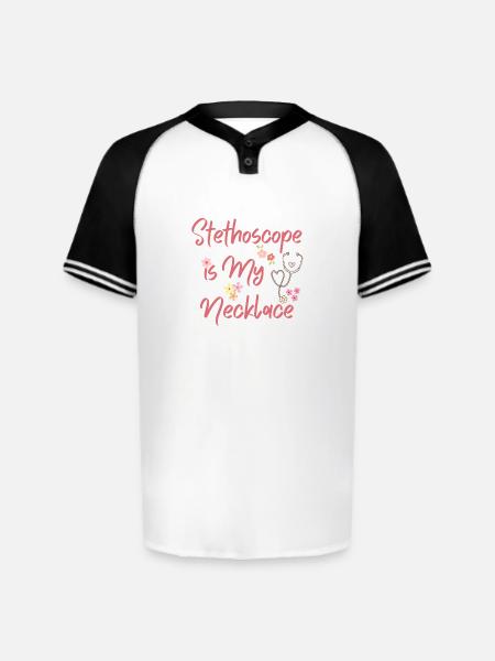 Stethoscope Is My Necklace - Augusta Sportswear Men's Cutter Henley Jersey - white/black