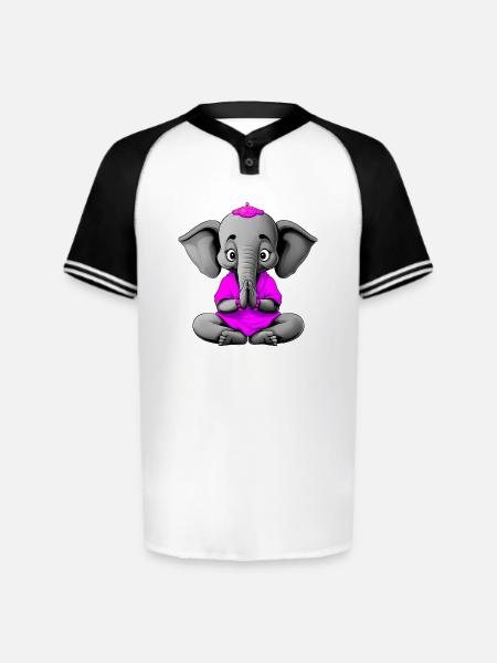 Yogi Elephant - Augusta Sportswear Men's Cutter Henley Jersey - white/black