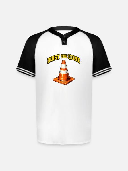 Hoist The Cone Funny Baseball Meme - Augusta Sportswear Men's Cutter Henley Jersey - white/black