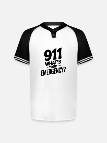 911 What's Your Emergency? - Augusta Sportswear Men's Cutter Henley Jersey - white/black