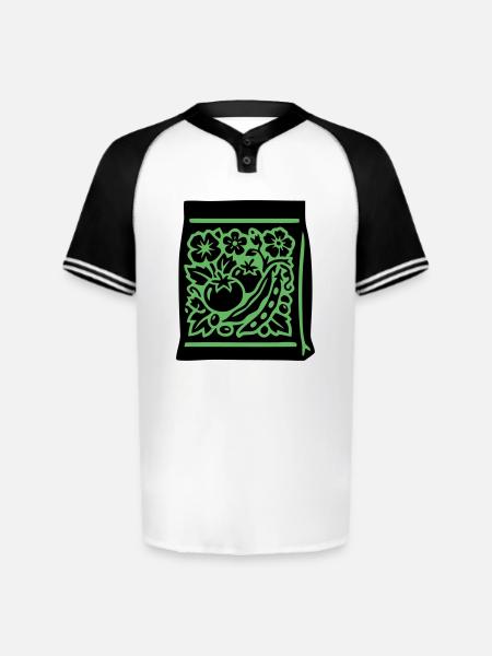 Seed Packet Tomatoes Veggies - Augusta Sportswear Men's Cutter Henley Jersey - white/black