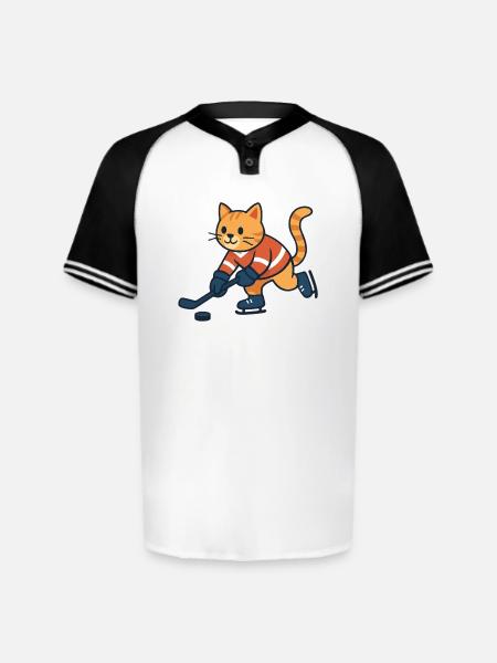 Ice Hockey Cat - Augusta Sportswear Men's Cutter Henley Jersey - white/black