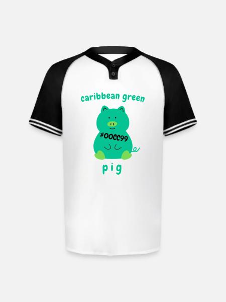 Caribbean green Pig - Augusta Sportswear Men's Cutter Henley Jersey - white/black