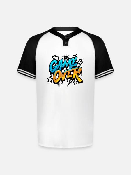 Game Over Neon Splash - Augusta Sportswear Men's Cutter Henley Jersey - white/black