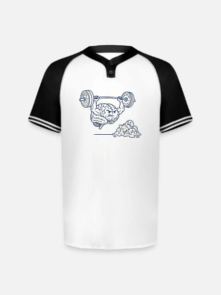 Brain Gains Lifting Weights - Augusta Sportswear Men's Cutter Henley Jersey - white/black