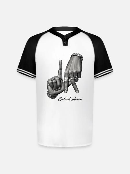 Code of Silence Grayscale Gesture - Augusta Sportswear Men's Cutter Henley Jersey - white/black