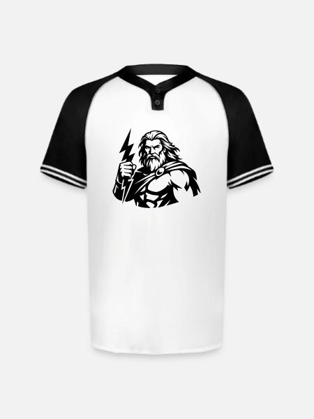 Thunderbound Hero Line Art - Augusta Sportswear Men's Cutter Henley Jersey - white/black