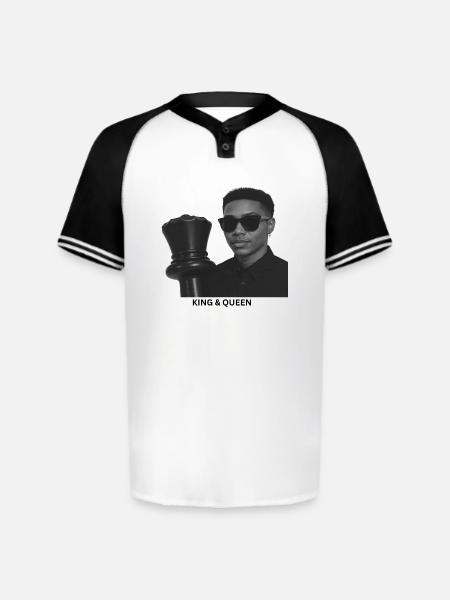 King and Queen Chess - Augusta Sportswear Men's Cutter Henley Jersey - white/black