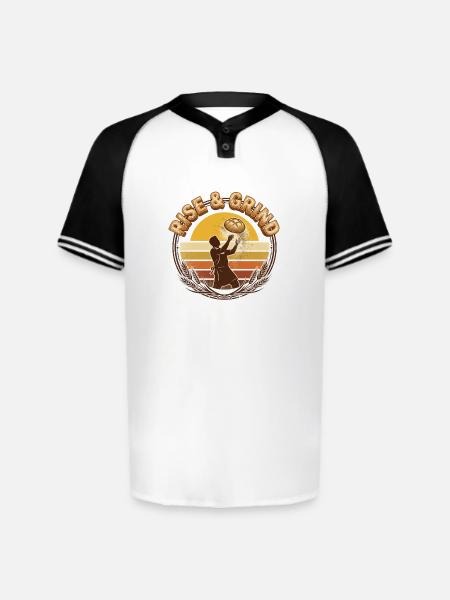 Rise & Grind Sunrise Bakery - Augusta Sportswear Men's Cutter Henley Jersey - white/black