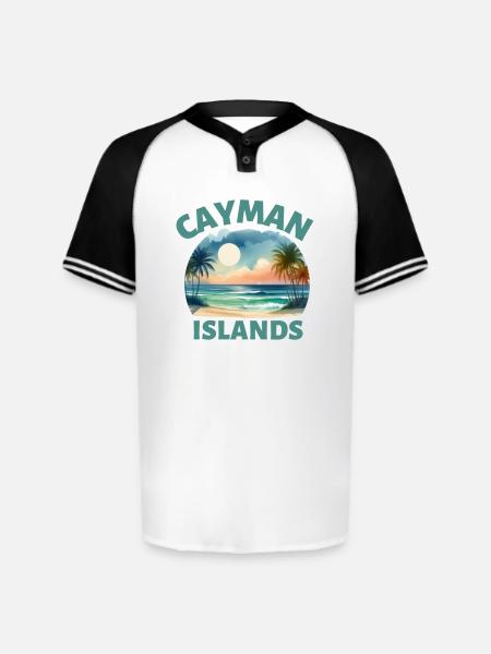 Cayman Islands Sunset Beach - Augusta Sportswear Men's Cutter Henley Jersey - white/black