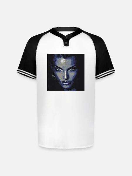 Midnight Halftone Femme Fatale - Augusta Sportswear Men's Cutter Henley Jersey - white/black