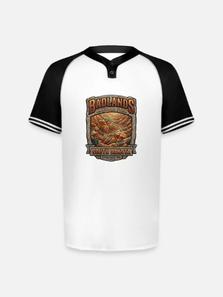 Badlands National Park Tee - Augusta Sportswear Men's Cutter Henley Jersey - white/black