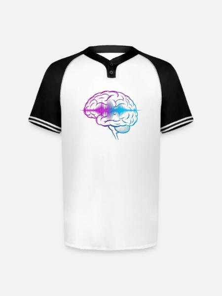 Neon Brain Wave Gradient - Augusta Sportswear Men's Cutter Henley Jersey - white/black