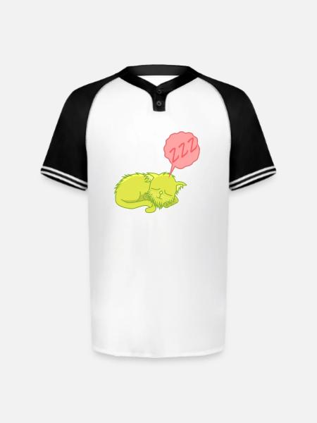 Lime Neon Sleepy Cat - Augusta Sportswear Men's Cutter Henley Jersey - white/black