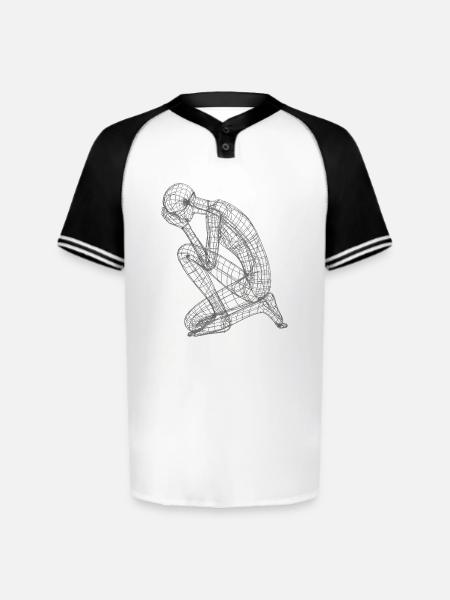 Kneeling Wireframe Figure - Augusta Sportswear Men's Cutter Henley Jersey - white/black