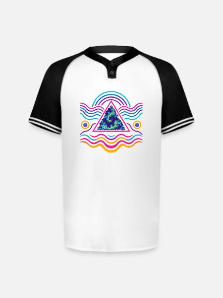 Neon Triangle Fractal Wave - Augusta Sportswear Men's Cutter Henley Jersey - white/black