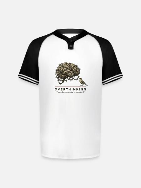 OverthinkinG Brain Barbed Wire - Augusta Sportswear Men's Cutter Henley Jersey - white/black