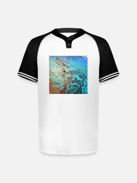 Aqua Cell Burst - Augusta Sportswear Men's Cutter Henley Jersey - white/black