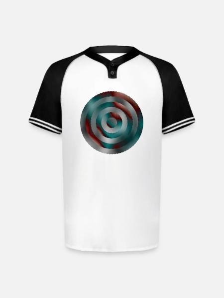 Spiral Teal Red Gradient Rings - Augusta Sportswear Men's Cutter Henley Jersey - white/black