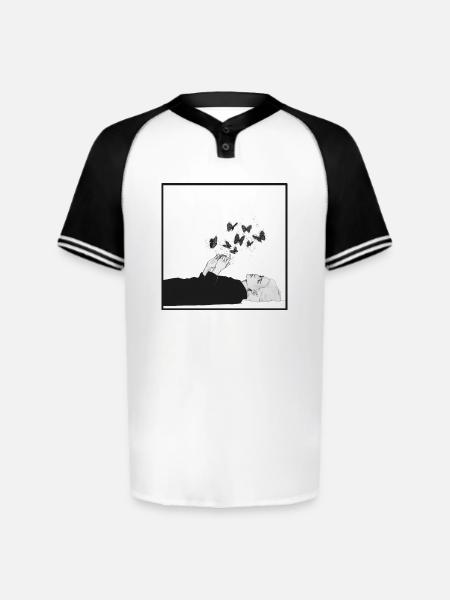 Breath of Butterflies - Augusta Sportswear Men's Cutter Henley Jersey - white/black