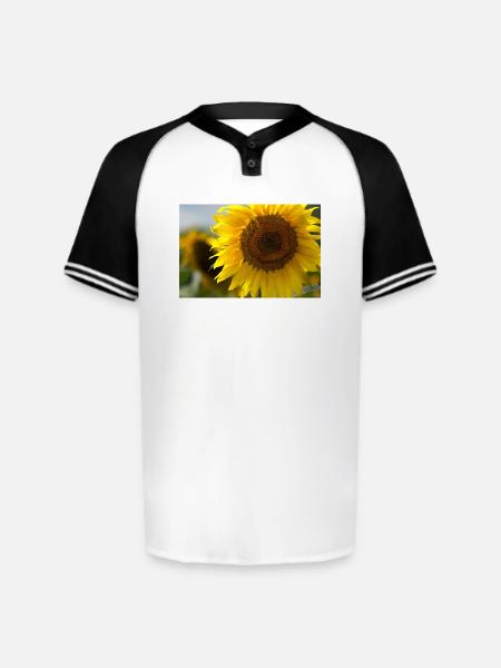 Sunlit Spiral Sunflower - Augusta Sportswear Men's Cutter Henley Jersey - white/black