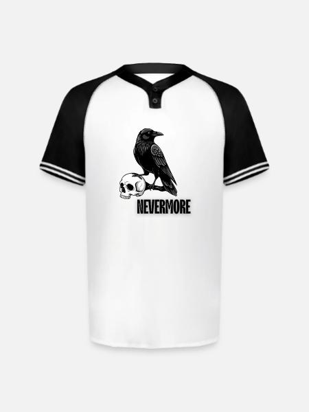 Raven and Skull Monochrome Gothic - Augusta Sportswear Men's Cutter Henley Jersey - white/black