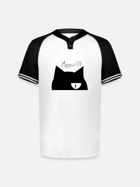 Cute cat face - Augusta Sportswear Men's Cutter Henley Jersey - white/black