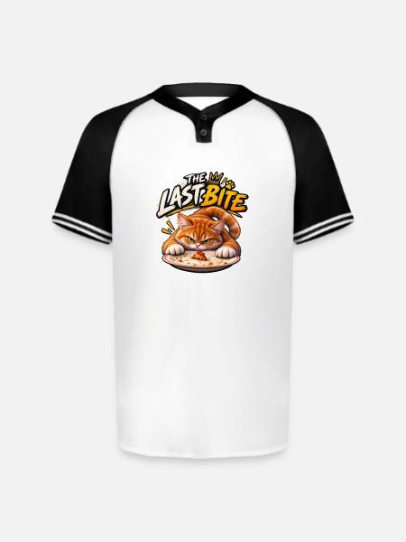 The Last Bite Cat Pizza - Augusta Sportswear Men's Cutter Henley Jersey - white/black