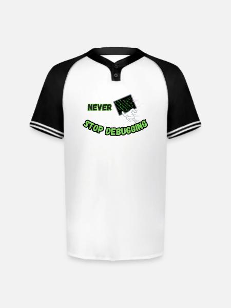 Never Stop Debugging - Funny Programmer - Augusta Sportswear Men's Cutter Henley Jersey - white/black