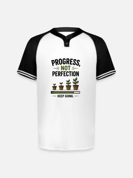Progress Not Perfection Plant Growth - Augusta Sportswear Men's Cutter Henley Jersey - white/black