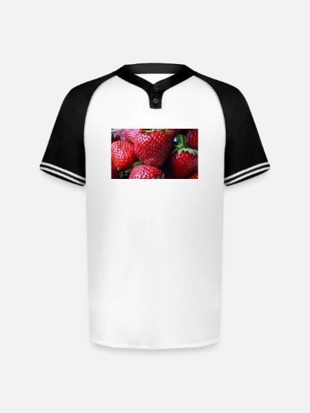 Crimson Strawberry Closeup - Augusta Sportswear Men's Cutter Henley Jersey - white/black