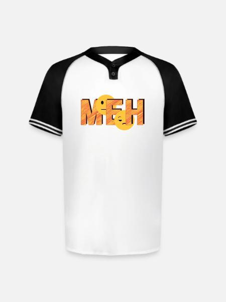 Meh on Striped Word - Augusta Sportswear Men's Cutter Henley Jersey - white/black