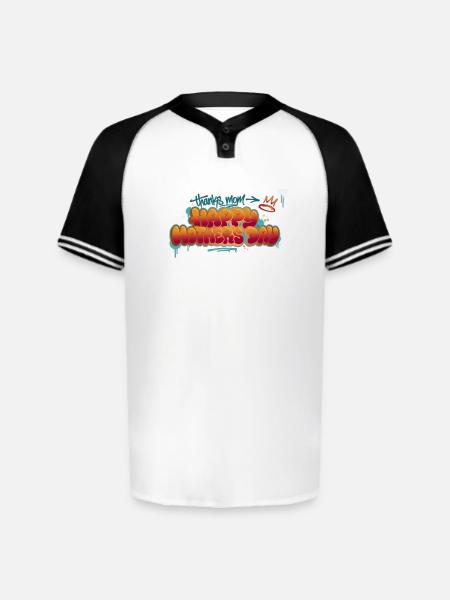 Graffiti Happy Mother's Day Splash - Augusta Sportswear Men's Cutter Henley Jersey - white/black