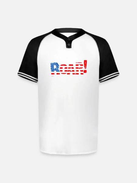 Patriotic USA Flag Illustration - Augusta Sportswear Men's Cutter Henley Jersey - white/black